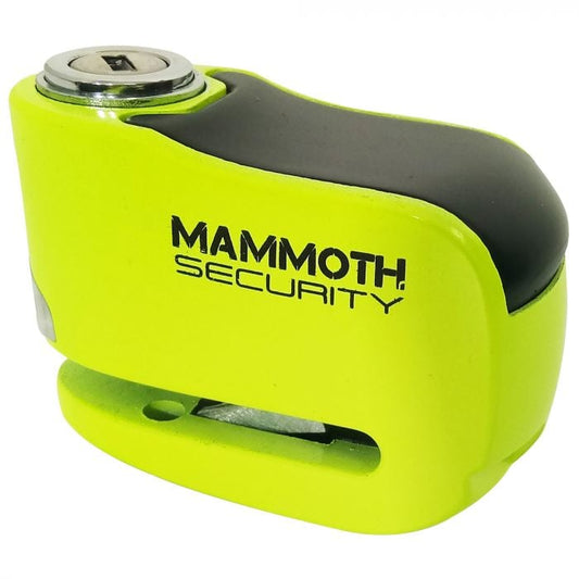 MAMMOTH SECURITY GREMLIN ALARM DISC LOCK WITH 6MM STAINLESS STEEL PIN (FLUORO YELLOW)
