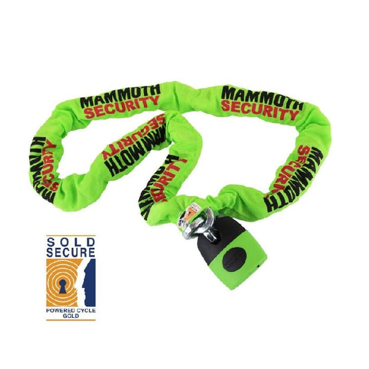 MAMMOTH SOLD SECURE GOLD APPROVED 12MM x 1.8M SQUARE CHAIN WITH SHACKLE LOCK