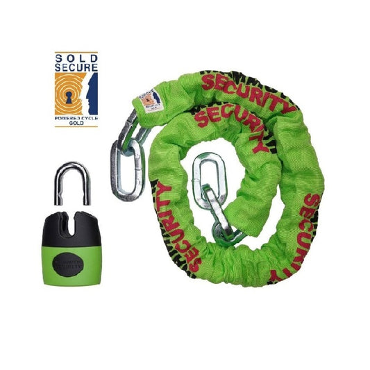 MAMMOTH SOLD SECURE GOLD APPROVED 12MM X 1.2M SQUARE CHAIN WITH SHACKLE LOCK
