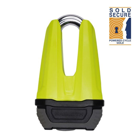 MAMMOTH SECURITY RENEGADE DISC LOCK 13MM FLUORO YELLOW SOLD SECURE GOLD APPROVED