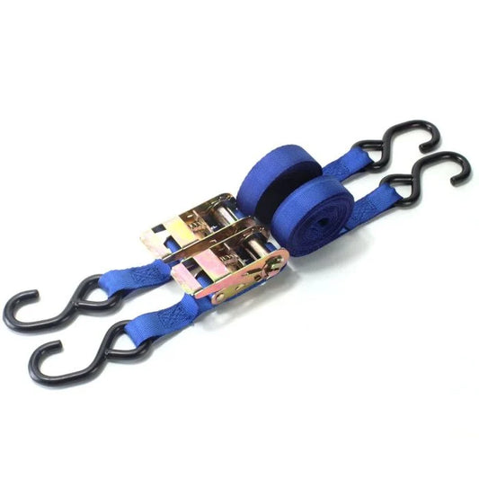 2 PIECE BLUE RATCHET TIEDOWN STRAPS
